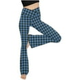 thumbnail image 2 of Plus Size Leggings Women Tummy Control Pants Plaid Blue M, 2 of 3