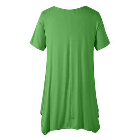 

Formal Dresses for Women Womens Dresses Women s Fashion Leisure Summer Plain Color Short Sleeve Crew Neck Tops Blouse Maternity Dress for Photoshoot Long Sleeve Dress Clearance 2023 Green M