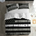 thumbnail image 2 of Beartech 3 Pcs American Flag Bedding Set Queen Size Holiday American Flag Duvet Cover American Flag Quilt Cover White Gray Stripe Independence Day Decor, 2 of 9