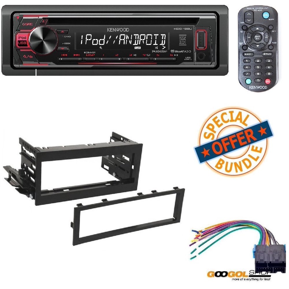 Kenwood In-Dash 1-DIN CD Car Stereo Receiver with Front USB Input W