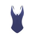 thumbnail image 4 of One Piece Swimsuit Women Color Block Swimwear with Deep V Neck High Waist Summer Beach Pool Womens Swimsuits Navy XXL, 4 of 4