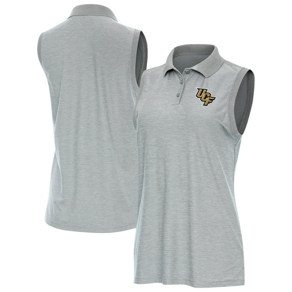 Women's Antigua Heather Gray UCF Knights Recap Sleeveless Polo