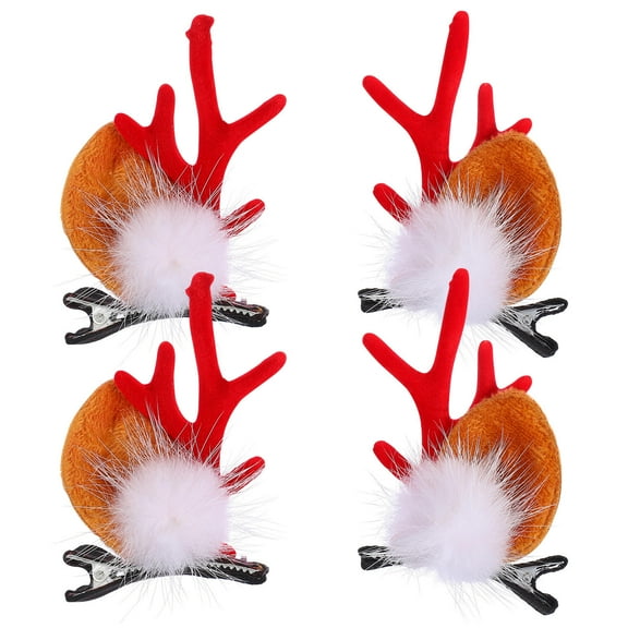 Niceauty Deer Horn Clips Christmas Decorative Hair Accessories Assorted Color 2 Pairs