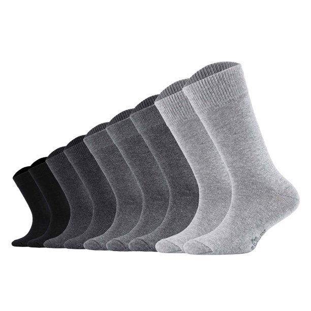 s. Oliver Calcetines para Niños de, Paquete de 9 - Calcetines cortos, lisos Gris/Negro 31-34