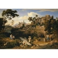 thumbnail image 2 of Joseph Anton Koch 24x18 Gold Ornate Framed and Double Matted Museum Art Print Titled - Landscape Near Olevano with a Parade of Dancing Peasants (1823-1824), 2 of 4