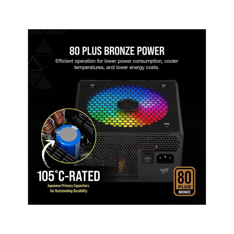 Corsair CX Series CX550F RGB, 550 Watt 80 Plus Bronze Certified 