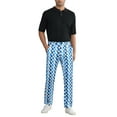 thumbnail image 2 of INSPIRE CHIC Contrast Color Pants for Men's Color Block Triangle Plaid Printed Dress Pants, 2 of 6