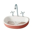thumbnail image 2 of Storage Rack Clearance! Double-Layer Faucet Soap Box Holder Wash Basin Bathroom Drain Punch-Free Sink Wash Basin Shape Soap Pink, 2 of 5
