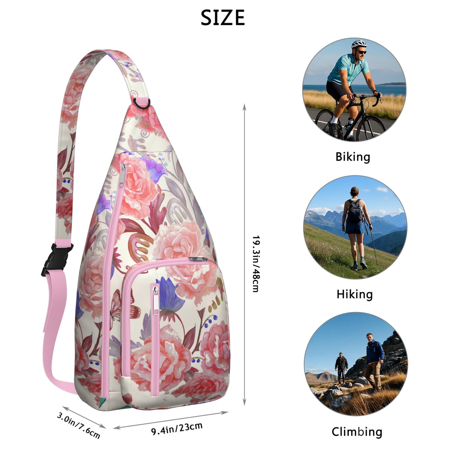 Durable Breathable Sling Bag with Daisy Pattern for Tactical Use