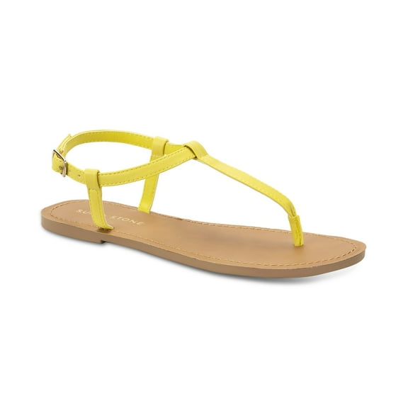 Sun   Stone Women’s Krisleyy T-Strap Slingback Flats, Citron, Size 10M