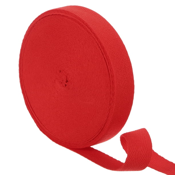 Uxcell 1 Pcs 23 Yardas Cinta de Tela de Algodón de 3/4 pulgadas con Patrón de Espiga Cinta de Sesgo Color Rojo Brillante