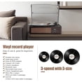 thumbnail image 4 of Tocadiscos de vinilo con transmisión por correa Bluetooth, tocadiscos con altavoces integrados, salida de línea RCA, entrada auxiliar, conector para auriculares, 3 velocidades, marrón, 4 of 5