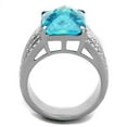 thumbnail image 3 of High polished (no plating) Stainless Steel Ring with Synthetic Synthetic Glass in Sea Blue for Women Sea Blue Stone Color Style TK1826 Size 9, 3 of 4
