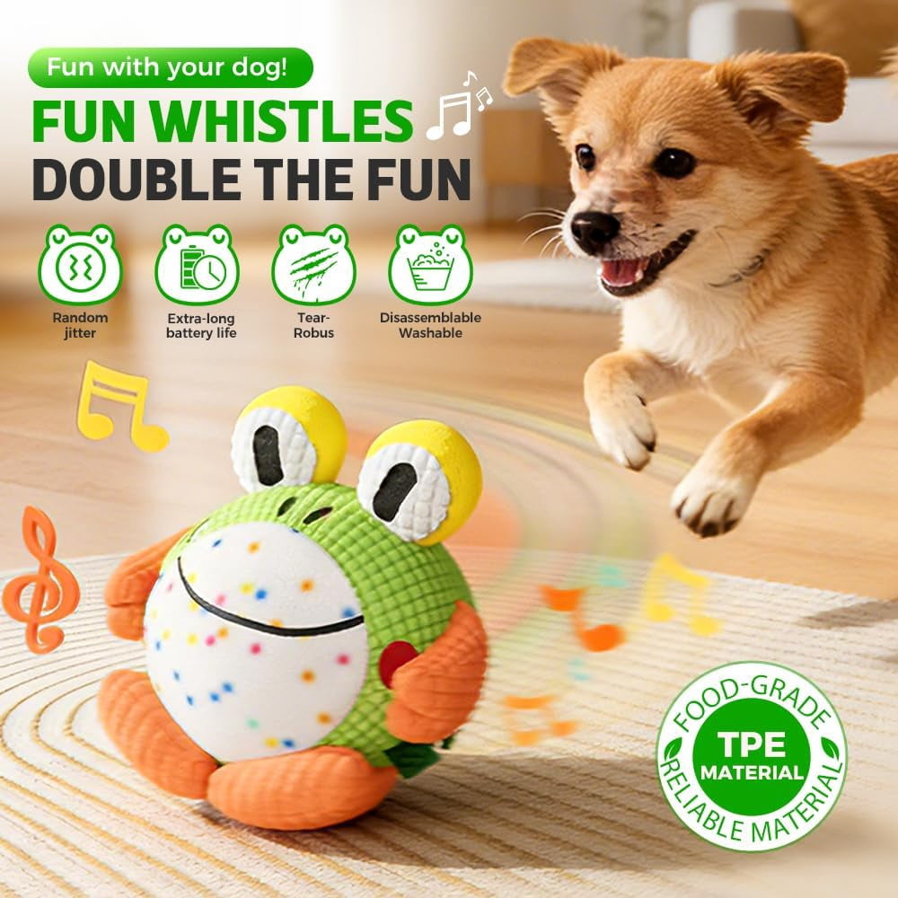 Active Moving Pet Plush Toy, Moving Interactive Squeaky Dog Toy Small Dog Toys, Upgrade Rechargeable Squeaky Dog Ball Toy