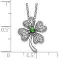 thumbnail image 2 of Sterling Silver Cheryl M Rhod-Pl Green Glass & Cz Clover Necklace (18 X 15) Made In China qcm367-18, 2 of 5