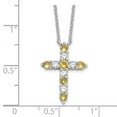 thumbnail image 2 of 925 Sterling Silver Rhodium Plated Yellow CZ Nov Religious Faith Cross With 2inch Extension Necklace 15.04mm Wide Pendan, 2 of 2