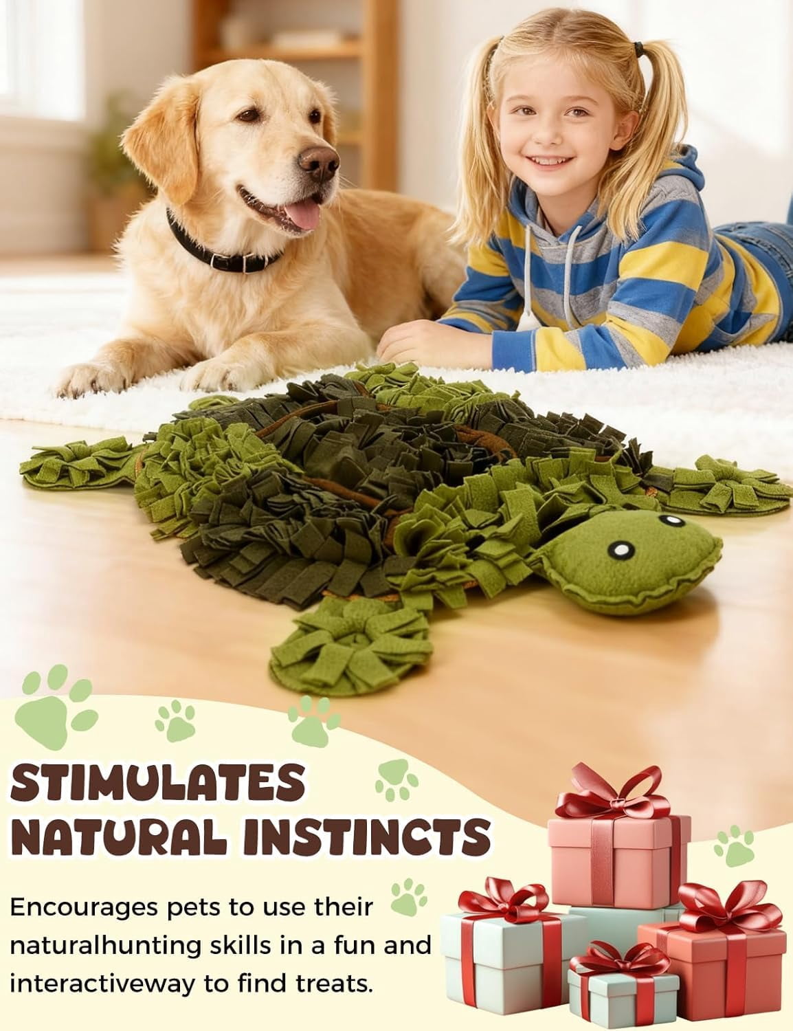 Turtle-Shaped Dog Snuffle Mat, 28.8 x 22.8 Inch Large Interactive Slow Feeder, Nosework Puzzle for Small to Medium Dogs