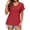 Red, variant on RYRJJ Womens Tops Summer Loose V-Neck Eyelet T-Shirts Dressy Casual Roll-Up Short Sleeve Tunic Blouses(Hot Pink,L)