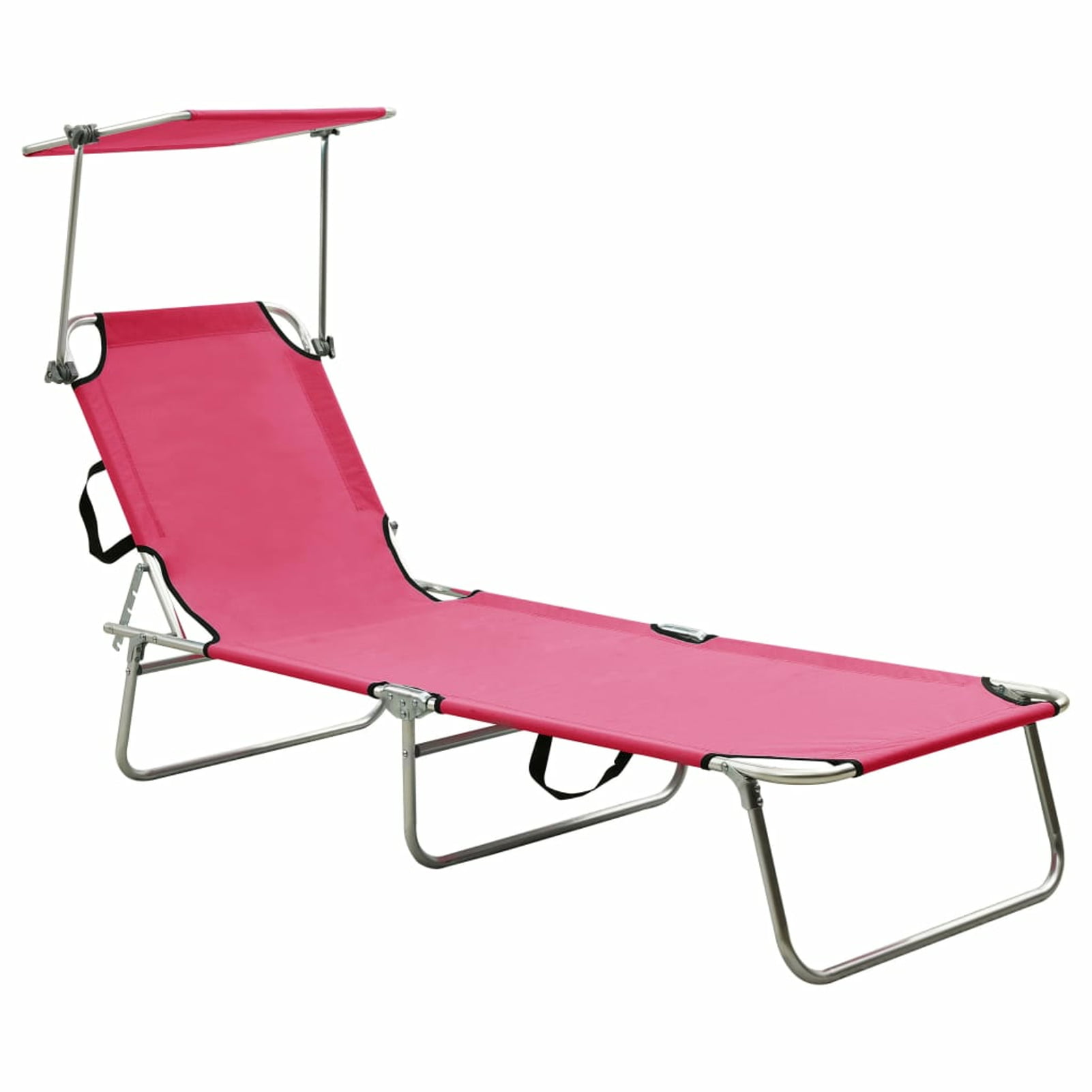 Details about   Folding Sun Lounger with Canopy Steel Reclining Chair Beach Sunbed Outdoor Patio 