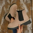 thumbnail image 3 of Suede Chelsea Boots Women Slip on Elastic Lug Sole Chunky Heel Fall Winter Fashion Short Ankle Booties, 3 of 5