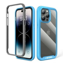 Elegant Choise for iPhone 14 Pro Case with Built-in Back Protector Shockproof Phone Cover, Blue