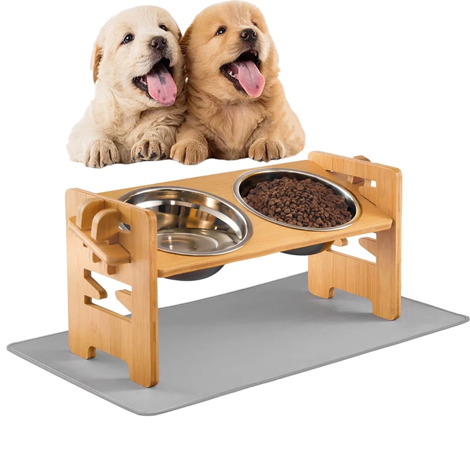 Elevated Dog Bowls, Adjustable Metal Stand with Stainless Steel Bowls,Slow  Feeder Insert, Adjusts to 1.9-12.2 for Small Dogs Cats Pets