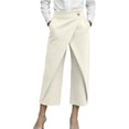 thumbnail image 2 of Utoimkio High Waist Wrap Front Capri Pants for Women Casual Single Button Overlay Cropped Trousers for Women with Side Hand Pockets, 2 of 7