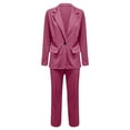thumbnail image 5 of Conjunto de traje de dos piezas con solapas para mujer: blazer de manga larga con botones y pantalones. Conjunto formal de negocios. Poliéster y spandex suaves. Tallas S-XXL., 5 of 5