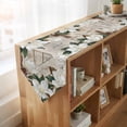 thumbnail image 4 of Spring Floral Table Runner Linen Burlap Table Runner 72 Inches Long White Magnolia Flowers Barn Door Farmhouse Beige Dresser Scarves for Kitchen Island Coffee Dining Room Party Holiday Decor 18"x72", 4 of 8