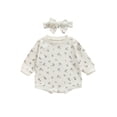thumbnail image 1 of xiaxaixu Bébé Manches Longues Romper+ Arc Bandeau, Fleur Vêtements à Col Rond, 1 of 6