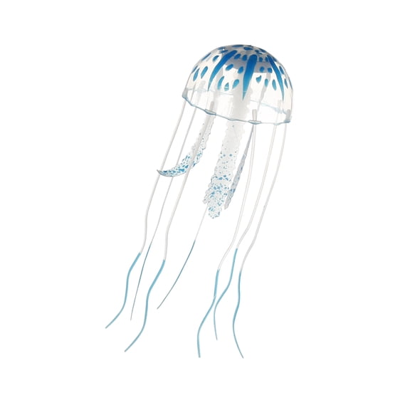 Vocoste Aquarium Jellyfish Glow Decor Fish Tank Fluorescent Jellyfish Ornaments Blue 2.3"x5.9" with Suction Cup