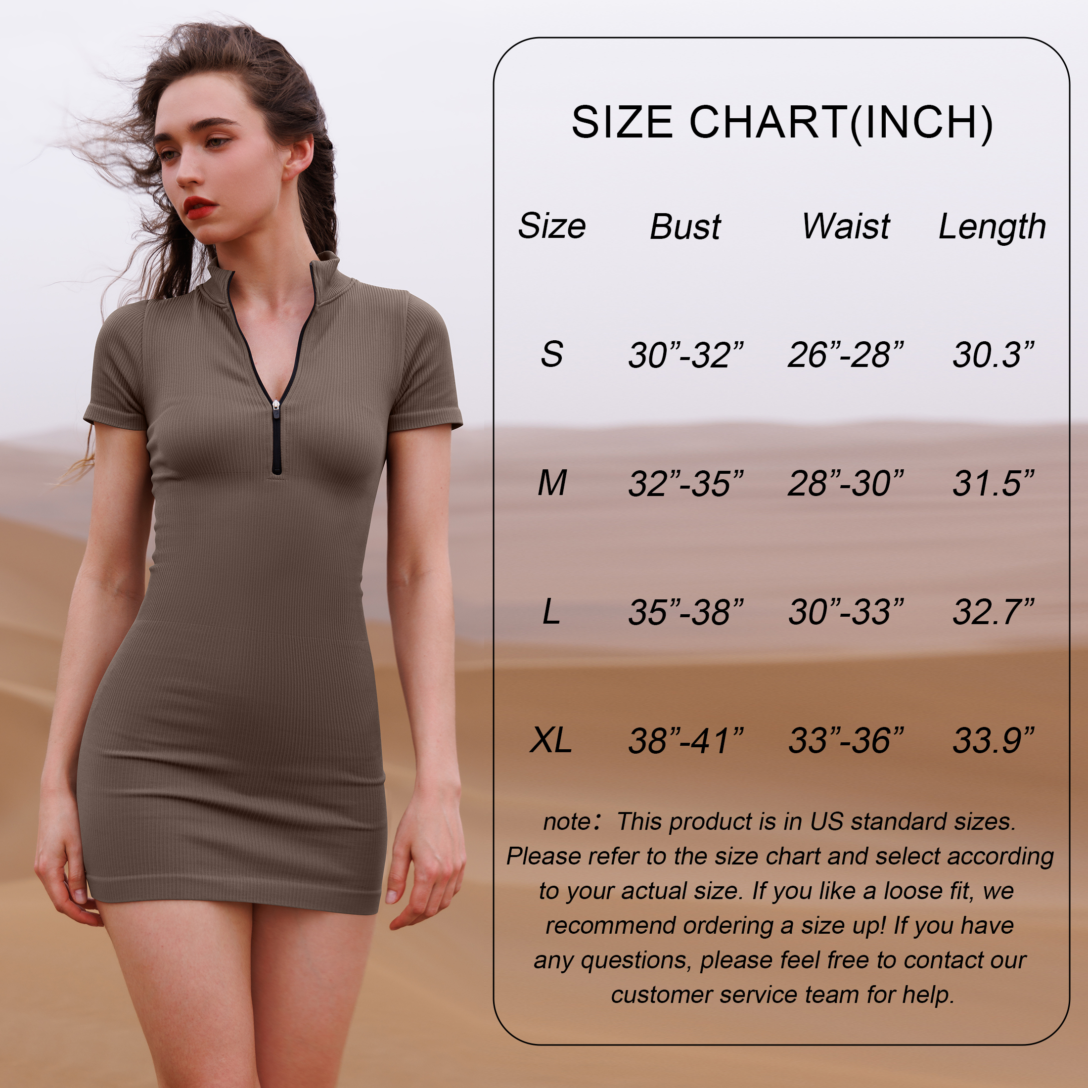 OQQ Women's 2 Piece Dresses Sexy Ribbed Zip Front Short Sleeve Stretch Tops Mini Dress