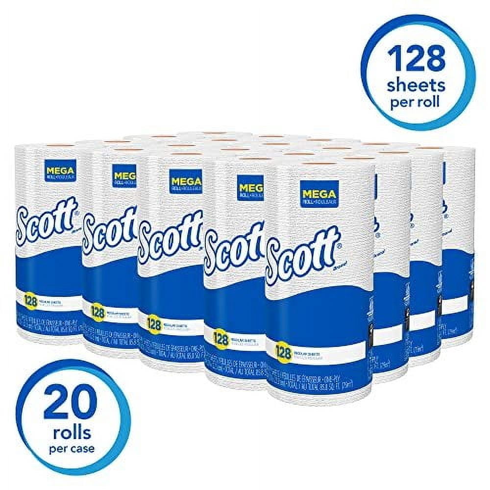 Scott 41482 Kitchen Roll Towels, 11 x 8 25/32, White, 128/Roll, 20 Rolls/Carton