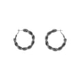 thumbnail image 3 of Madden NYC Women's Fashion Black Textured Twist Medium Hoop Earrings, 3 of 4