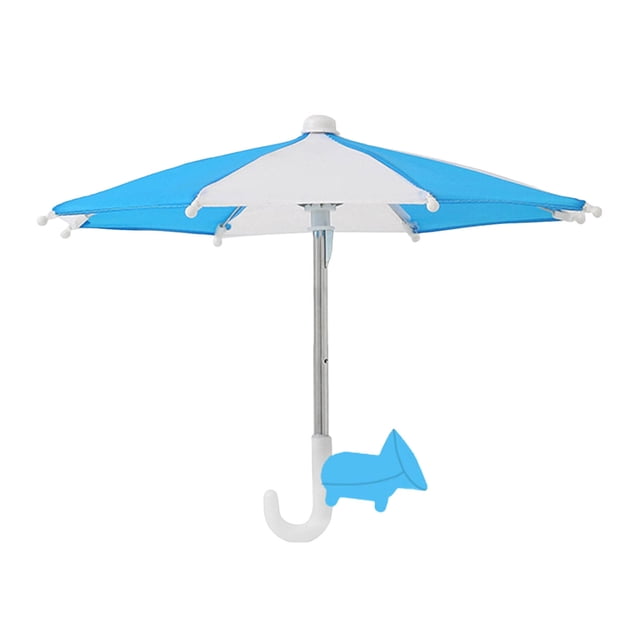 Outdoor Umbrella Stand With Suction Cup Base And 25 cm Polyester Umbrella For Phone Sun And Rain Protection