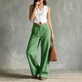 thumbnail image 3 of Hvogkswy Wide Leg Pants for Women, Button High Waist Casual Long Pants with Pockets Flowy Bohemian Vacation Cargo Pants, 3 of 7