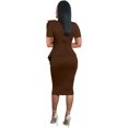 thumbnail image 2 of HSHDLDF Women Fashion Peplum Bodycon Short Sleeve Bow Club Ruffle Pencil Party Dress, 2 of 5