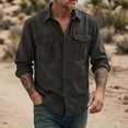 thumbnail image 2 of DeHolifer Men's Denim Shirt Plus Size Solid Color Button Down Long Sleeve Cowboy Work Shirts Black 3XL, 2 of 5