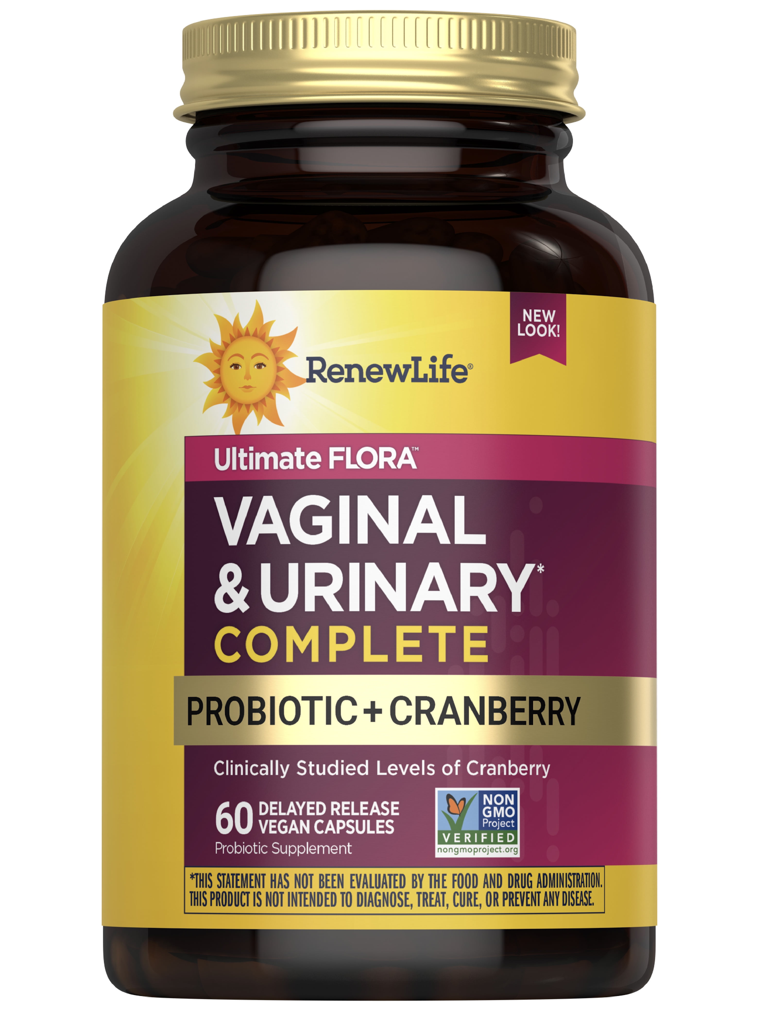 Ultimate Flora Vaginal and Urinary Supplement | 60 Capsules | with Probiotic and Cranberry | by Renew Life