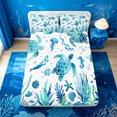 thumbnail image 5 of meiyoeat Watercolor Sea Turtle Bed Sheets For Boys,Ocean Animal Starfish Full Size Sheets,4-Piece,1 Flat Sheet,1 Fitted Sheet and 2 Pillowcases, 5 of 6