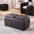 thumbnail image 2 of Hodedah HI 1185 Brown PVC Faux Leather Ottoman, Medium,, 2 of 7