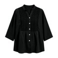thumbnail image 4 of Women's V-Neck Button Front Patchwork Top Modern Comfortable Fit For Everyday Wear, 4 of 4