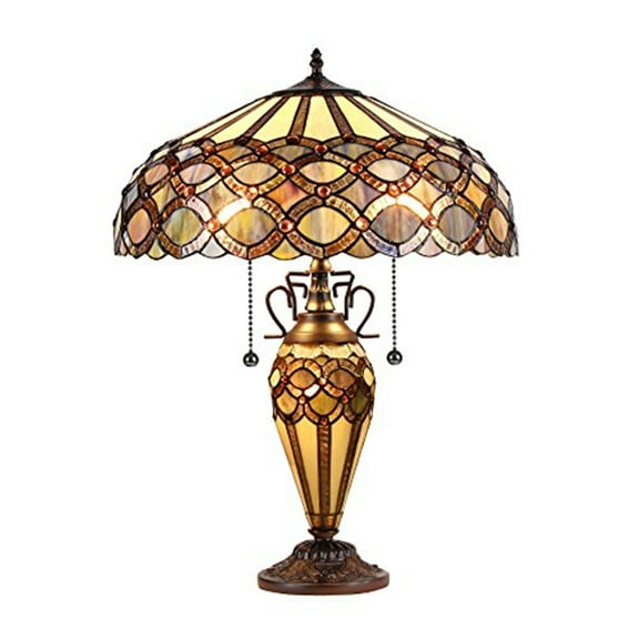 CHLOE Prisma Tiffany-style 3 Light Double Lit Table Lamp 18" Shade