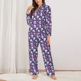 thumbnail image 2 of Balery Skull cartoon flower Pattern Pajama Sets for Women Long Sleeve 2 Piece Sleepwear Loungewear Sets Soft PJ's with Pockets Long Sleeve Comfy Pj Sets-X-Large, 2 of 7
