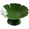 thumbnail image 1 of Cuenco de porcelana con base para fruta, pedestal, decoración de mesa, cuenco para servir postres y pasteles, para decoración del hogar, verde oscuro, 1 of 6