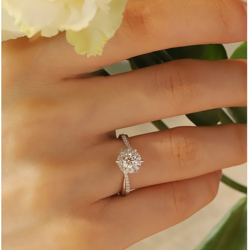 Moissanite Rings For Women, Women's Wedding & Engagement Rings, Luxury Round Cut, 1CT D Color VVS1, 925 Sterling Silver