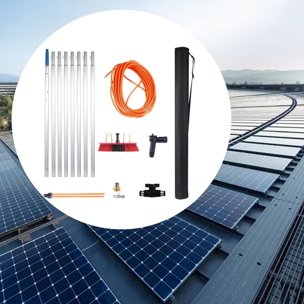 Limpiador de ventanas para exteriores,Limpiador de paneles,Poste extensible,Máquina de limpieza de paneles para generación distribuida de energía 12m
