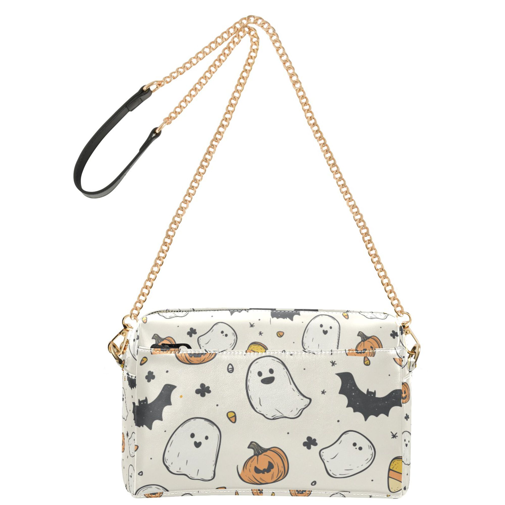 FORMRS Women Crossbody Purse with Chain Strap Vegan Leather Shoulder Handbag, Halloween Happy Ghosts