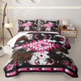 thumbnail image 2 of jejeloiu Boho Aztec Bed Spread Queen,Western Cowhide Queen Coverlet Set For Boys,Hot Pink Black Brown,3 Pieces, 2 of 7
