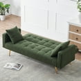 thumbnail image 4 of Aukfa Teddy Fleece Futon Sofa Bed for Home Office, 2 Pillows, Tufted Futon, Green, 4 of 11